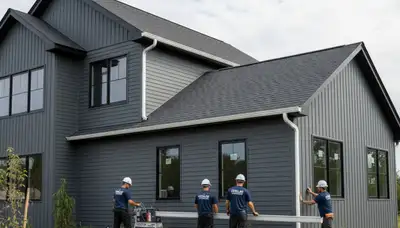Seamless gutters installation by vinyl siding experts in Medford, MA protecting home exteriors