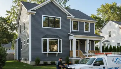 Professional vinyl siding installation on home exterior in Medford, MA