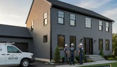 Professional vinyl siding installation at a home in Medford, MA