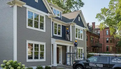 Professional vinyl siding installation on home exterior in Medford, MA