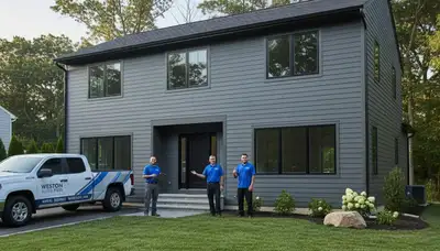 Professional vinyl siding installation on home exterior in Medford, MA