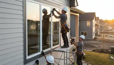 Professional window installation on vinyl-sided home in Medford, MA by Next Level Exteriors
